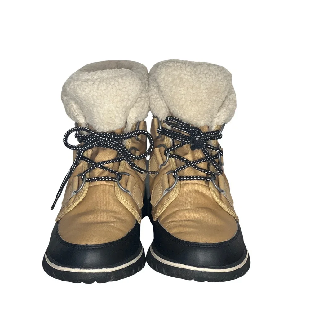 Sorel Women's Winter Ankle Bootie Camel Brown Boot Size 9 Nylon Waterproof
